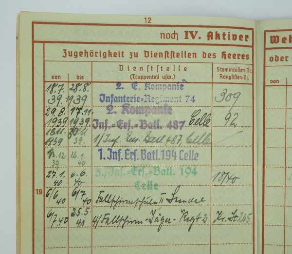 3.1.) Urkunden / Dokumente Wehrpaß eines Gefreiten der 4./ Fallschirmjäger-Regiment 2 - gefallen - Bild 3 aus 8