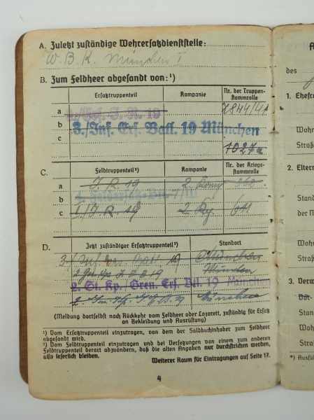 3.1.) Urkunden / Dokumente Urkundennachlass eines Unteroffiziers der 2./ Infanterie-Regiment 19.- - Bild 2 aus 3