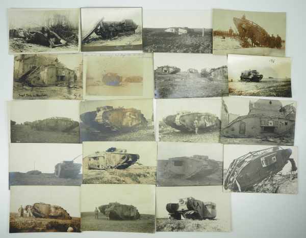 3.2.) Fotos / Postkarten Sammlung von 19 Fotopostkarten - Tanks bei Cambrai.Unterschiedliche