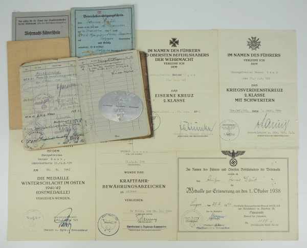3.1.) Urkunden / Dokumente Urkundennachlass eines Stabsgefreiten der II./ Artillerie-Regiment