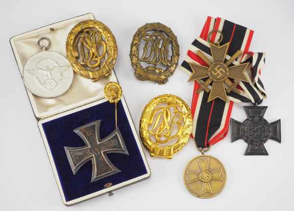 1.2.) Deutsches Reich (1933-45) Nachlass mit 9 Auszeichnungen.1.) Eisernes Kreuz, 1914, 1. Klasse,