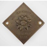 0.1.) Sammlung Stahlhelmbund Stahlhelmbund: Plakette der 1. STA-REICHSZIELFAHRT MÜNCHEN 1929.Bronze,