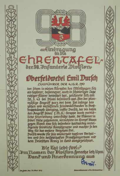 3.1.) Urkunden / Dokumente Urkundennachlass eines Oberfeldwebels und Deutschen Kreuz in Gold Trägers - Bild 4 aus 5