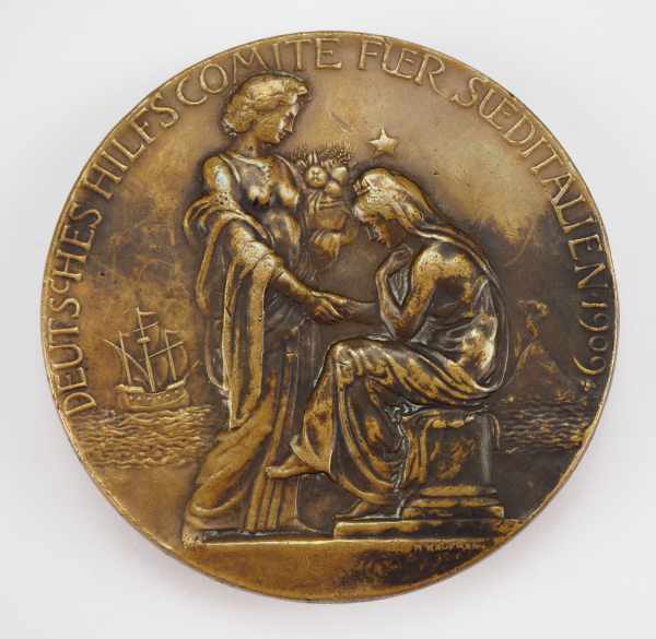 1.1.) Kaiserreich (bis 1933) Deutsches Hilfskomitee für Süditalien 1909.Bronze Medaille, nt,