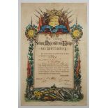 3.1.) Urkunden / Dokumente Württemberg: Kriegsdenkmünze für die Teilnahme am Krieg von 1866 für