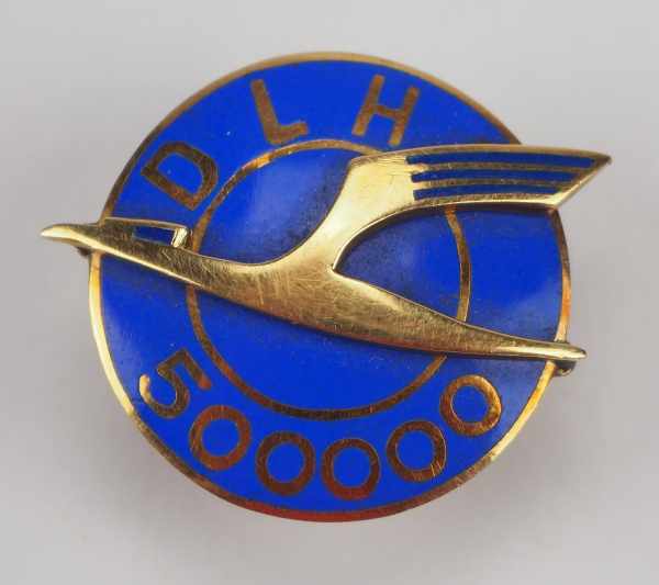 1.2.) Deutsches Reich (1933-45) Deutsche Lufthansa Ehrennadel für 500.000 Flugkilometer.Gold,