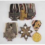 1.1.) Kaiserreich (bis 1933) Kriegerverein: Nachlass mit 6 Auszeichnungen.Dreier Ordenschnalle sowie
