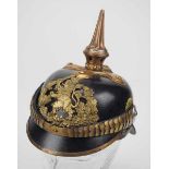 4.1.) Uniformen / Kopfbedeckungen Hessen: Pickelhaube für Mannschaften der Infanterie.Lederkorpus,