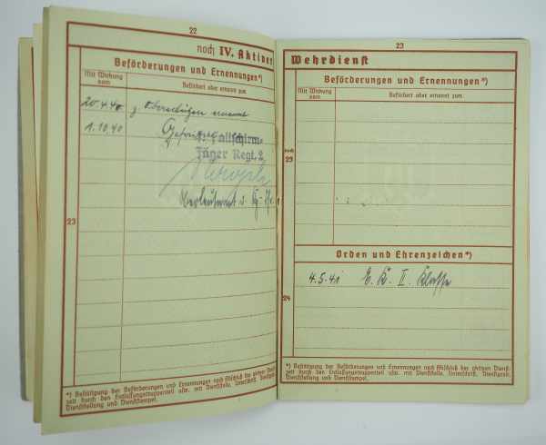 3.1.) Urkunden / Dokumente Wehrpaß eines Gefreiten der 4./ Fallschirmjäger-Regiment 2 - gefallen - Bild 7 aus 8