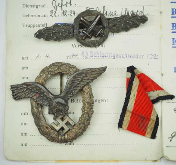 1.2.) Deutsches Reich (1933-45) Nachlass eines Flugzeugführers im Schlachtgeschwader 2.1.) Abzeichen