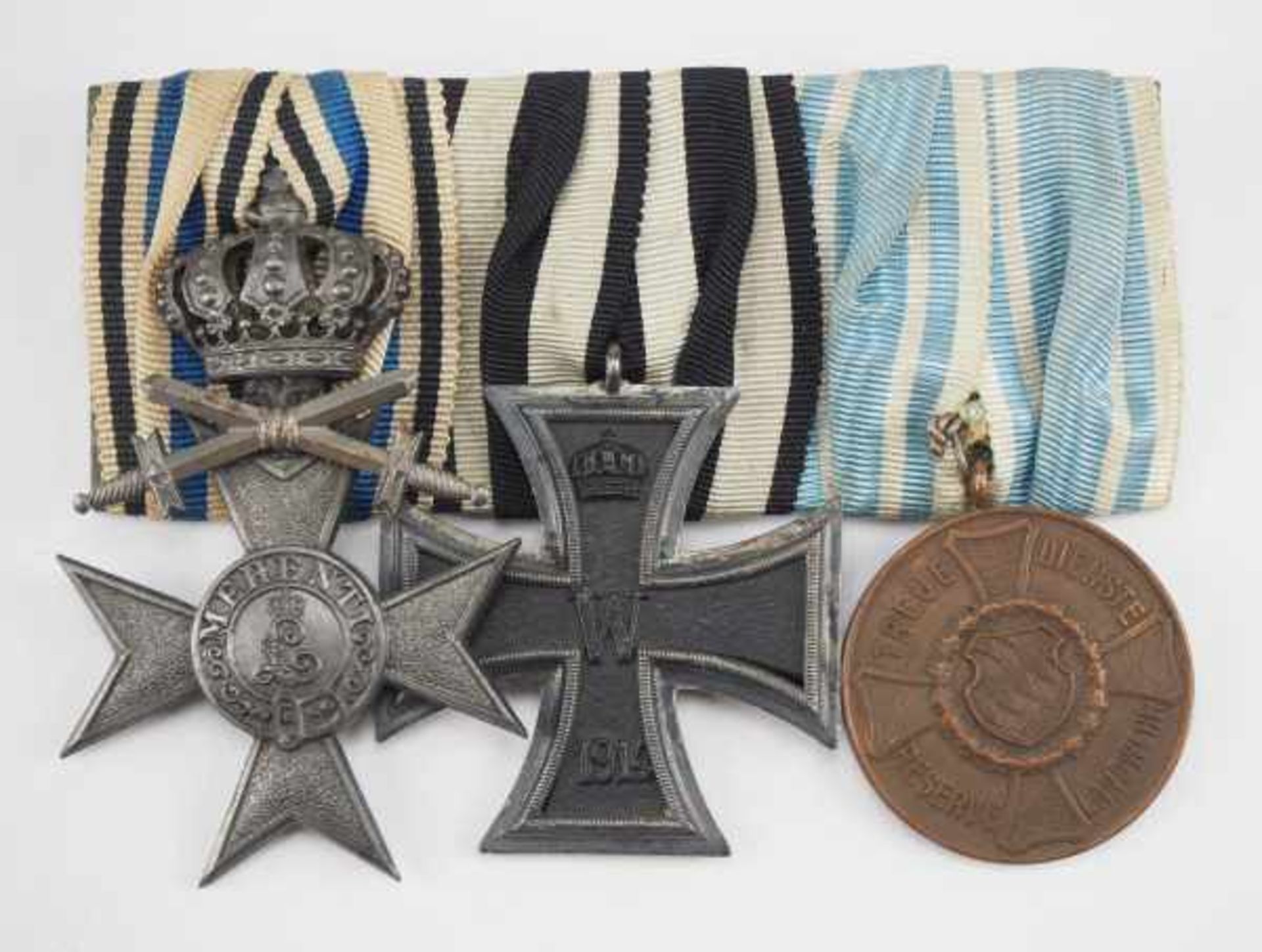1.1.) Kaiserreich (bis 1933) Bayern: Ordenschnalle mit 3 Auszeichnungen.1.) Militär-