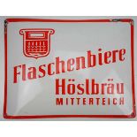 7.1.) Historica Emailschild - Höslbräu Mitterteich.Gewölbt, Motiv: Flaschenbiere Höslbräu