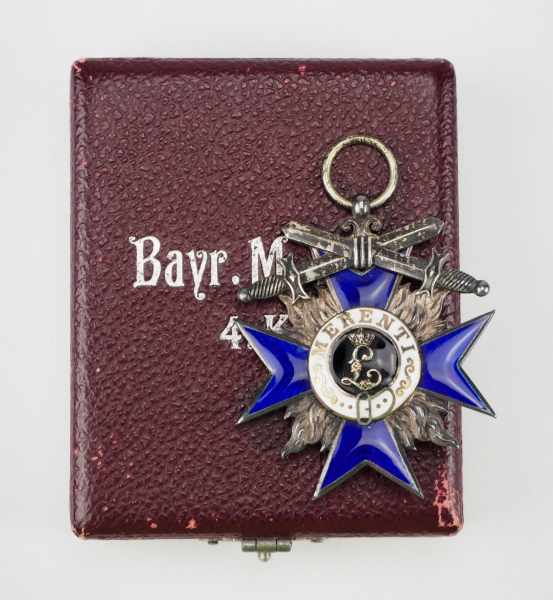 1.1.) Kaiserreich (bis 1933) Bayern: Militär Verdienst Orden, 4. Klasse mit Schwertern, im Etui.