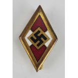 1.2.) Deutsches Reich (1933-45) HJ-Ehrenzeichen, mit goldenem Rand.Buntmetall vergoldet, teilweise