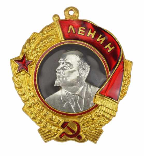 2.2.) Welt Sowjetunion: Lenin Orden, 6. Modell, 1. Typ.Gold, der Lenin-Kopf in Platin, dreifach
