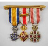 2.1.) Europa Niederlande: Miniaturenbarett mit drei Auszeichnungen.1.) Orden von Oranien-Nassau,