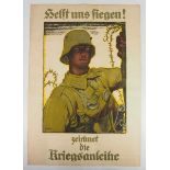 4.4.) Patriotisches / Reservistika / Dekoratives Plakat der Kriegsanleihe.Farbig gefasst,