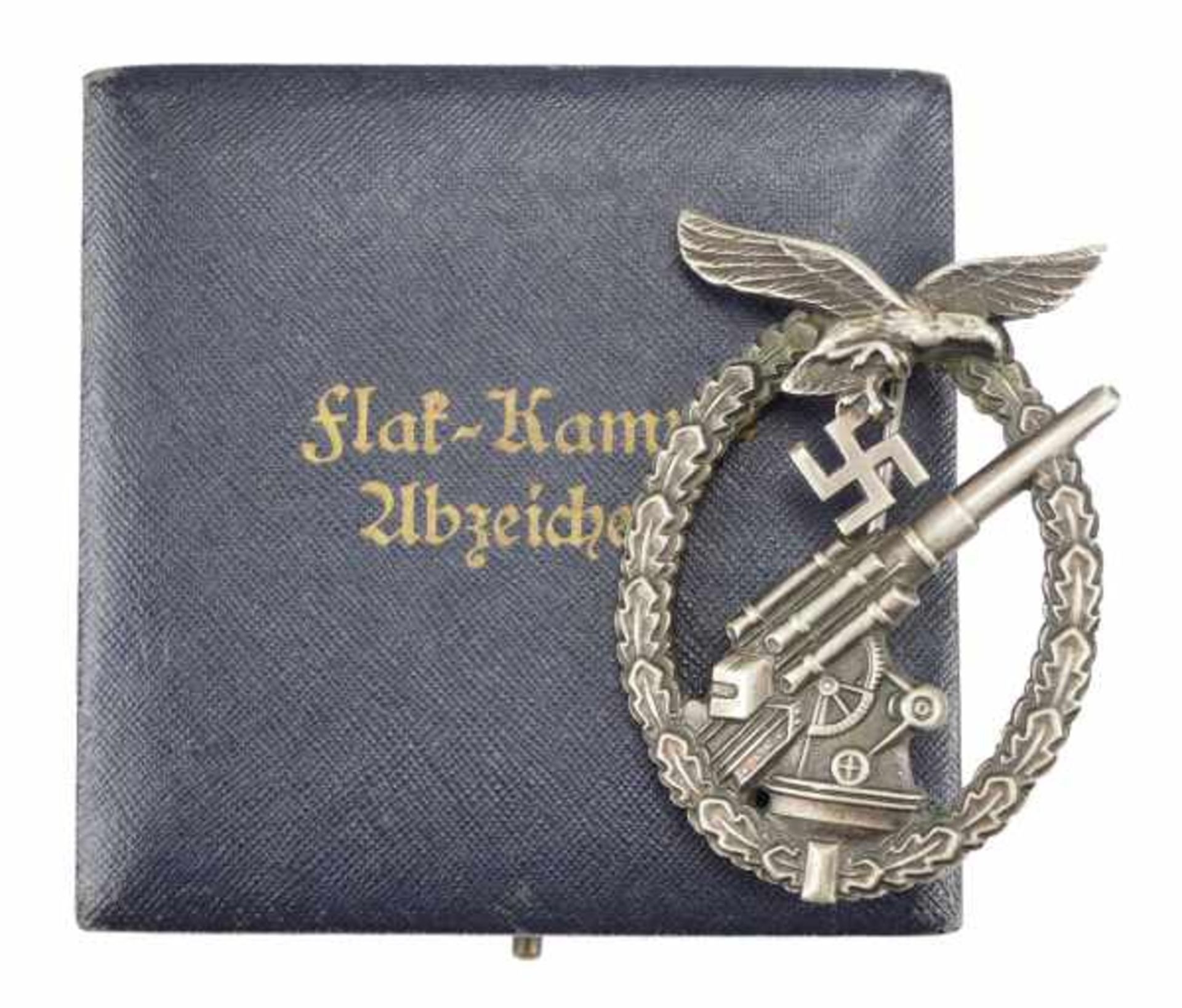 1.2.) Deutsches Reich (1933-45) Flakkampfabzeichen, der Luftwaffe, im Etui - Brehmer.Buntmetall