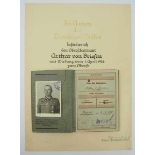 3.1.) Urkunden / Dokumente Wehrpass eines Generalmajors und Stadtkommandanten von Prag /
