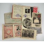 3.1.) Urkunden / Dokumente Nachlass eines NSDAP-Mitglieds von 1932.Je ein NSDAP Parteibuch von