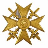 1.2.) Deutsches Reich (1933-45) Spanienkreuz, in Gold, mit Schwertern.Buntmetall vergoldet, polierte