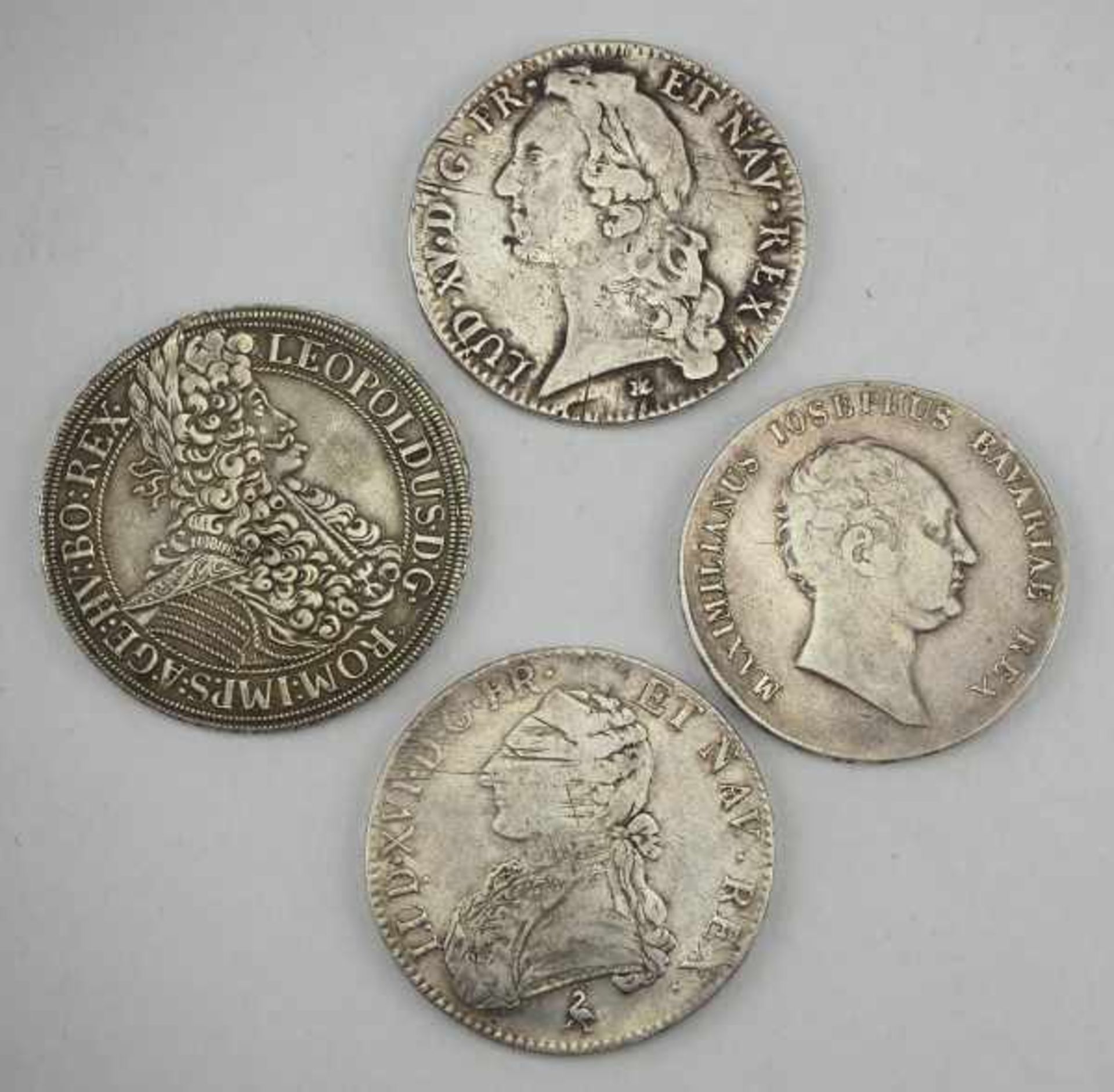 7.4.) Münzen 4 Silber Münzen.Bayern, Frankreich und Österreich. Ohne Obligo.Zustand: II 7.4 )