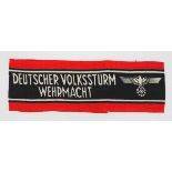 4.2.) Effekten / Ausrüstung Volkssturm Armbinde.Gedruckte Ausführung.Zustand: II 4.2.) Insignias /