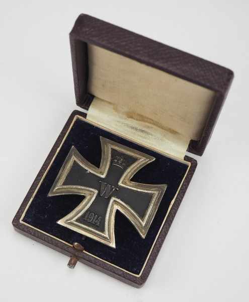 1.1.) Kaiserreich (bis 1933) Preussen: Eisernes Kreuz, 1914, 1. Klasse; im Etui.Geschwärzter