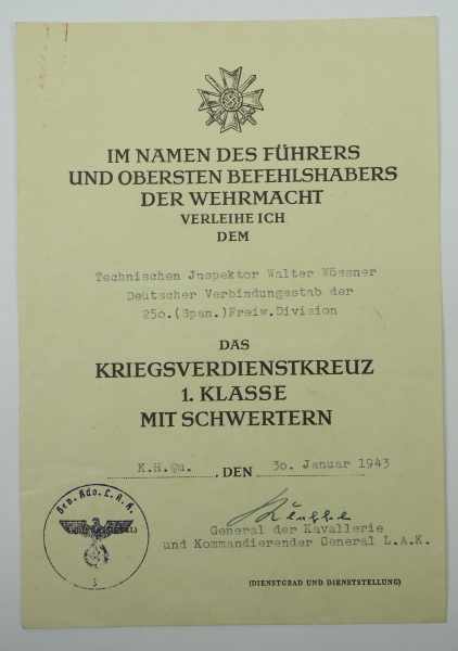 3.1.) Urkunden / Dokumente Urkundennachlass des Technischen Inspektors (Waffenrevisors) im Deutschen - Image 2 of 3