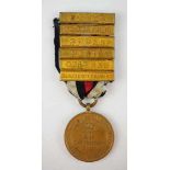 1.1.) Kaiserreich (bis 1933) Preussen: Kriegsdenkmünze 1870/71, in Bronze mit 6 Gefechtsspangen.