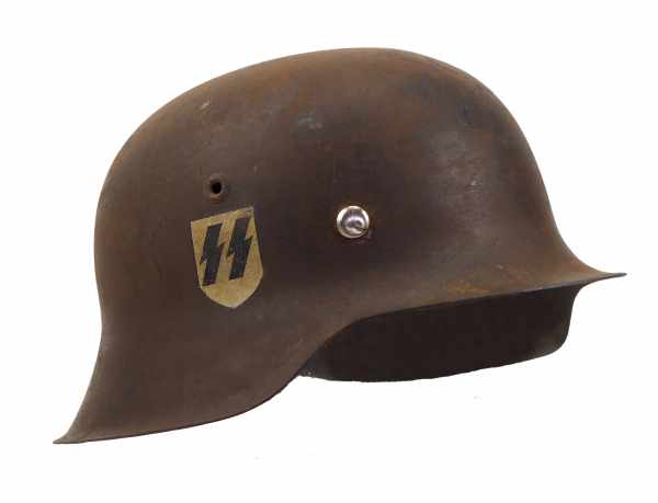 4.1.) Uniformen / Kopfbedeckungen Waffen-SS: Stahlhelm M42.Glocke mit original Lackierung,