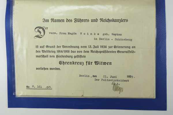 3.1.) Urkunden / Dokumente Sammlung Urkunden zum Ehrenkreuz für Frontkämpfer / Kriegsteilnehmer / - Image 2 of 4