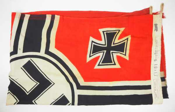 4.2.) Effekten / Ausrüstung Reichskriegsflagge 1,0 x 1,7 m.Bedrucktes Leinentuch, Kantenverstärkung,