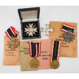 1.2.) Deutsches Reich (1933-45) Sammlung von 6 Kriegsverdienstkreuzen.1.) 1. Klasse, mit Schwertern,