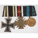 1.1.) Kaiserreich (bis 1933) Trapezschnalle eines Finnland Veteranen mit 3 Auszeichnungen.1.)