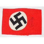 4.2.) Effekten / Ausrüstung NSDAP: Armbinde.Rotes Tuch, Swastika auf Tuch gestickt und vernäht,