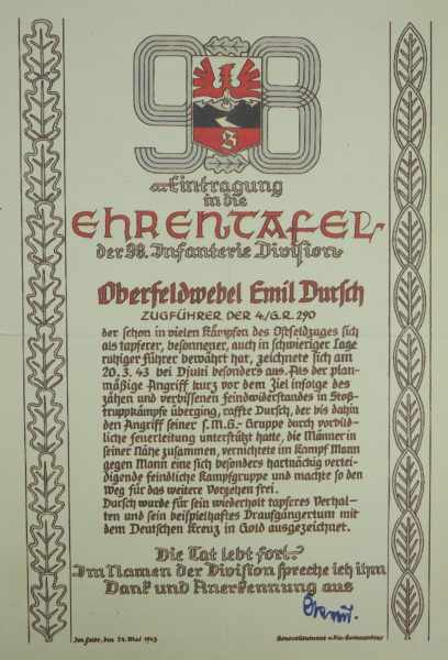 3.1.) Urkunden / Dokumente Urkundennachlass eines Oberfeldwebels und Deutschen Kreuz in Gold Trägers - Image 4 of 5