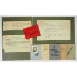 3.1.) Urkunden / Dokumente Sowjetunion: Ausweisnachlass.Diverse Ausweise. Die drei einzelnen Papiere