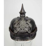 4.1.) Uniformen / Kopfbedeckungen Württemberg: Pickelhaube für Mannschaften, Feldgrau.Lederkorpus,