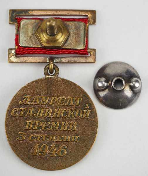 2.2.) Welt Sowjetunion: Medaille zum Stalin-Preis, 3. Klasse.Bronze, der Kopf in Silber separat - Image 3 of 3