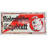 4.2.) Effekten / Ausrüstung Emaillschild - Niederelbisches Tagblatt.Gewölbt, Motiv: