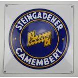 7.1.) Historica Emailschild - Steingardener Camembert, Hindelang.Gewölbt. Motiv: Firmenemblem.Ca. 25