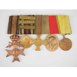 1.1.) Kaiserreich (bis 1933) Bayern: Trapezschnalle mit 5 Auszeichnungen.1.) Militär-Verdienstkreuz,