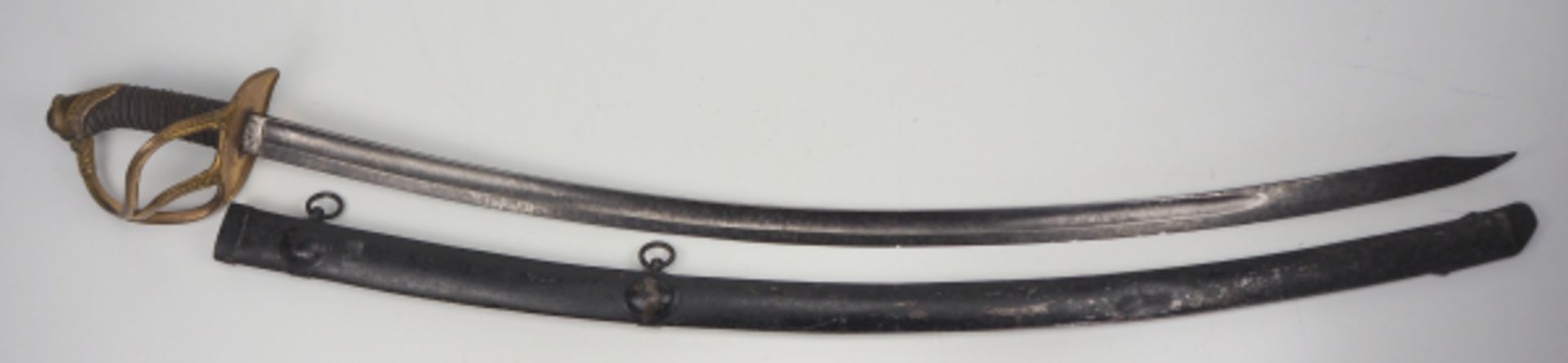 4.3.) Blankwaffen Baden: Kavallerie-Offizierssäbel M1831.Einseitig geschwungene Klinge, schartig, - Image 3 of 3