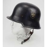 4.1.) Uniformen / Kopfbedeckungen Feuerlöschpolizei M34.Schwarz lackierte Glocke, beide Embleme zu