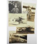 3.2.) Fotos / Postkarten 5 Fotos - Jagdflieger des 1. Weltkrieges - Großformat.Je 17 x 12 cm,