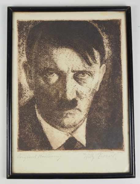 4.4.) Patriotisches / Reservistika / Dekoratives Exner, Willy: Radierung "Adolf Hitler".Blatt mit