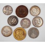 7.4.) Münzen Sammlung von 9 Medaillen - 1. Hälfte 20. Jahrhundert.Diverse, zumeist Silber.Zustand: