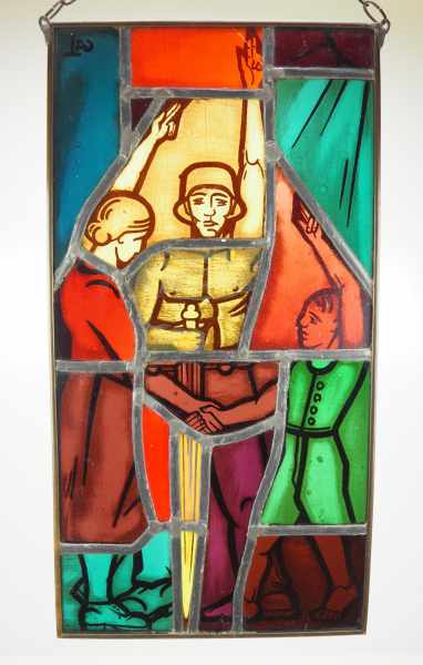 4.4.) Patriotisches / Reservistika / Dekoratives Glasbild eines SS-Mannes beim Schwur mit der