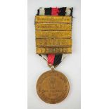 1.1.) Kaiserreich (bis 1933) Preussen: Kriegsdenkmünze 1870/71, in Bronze mit 5 Gefechtsspangen.